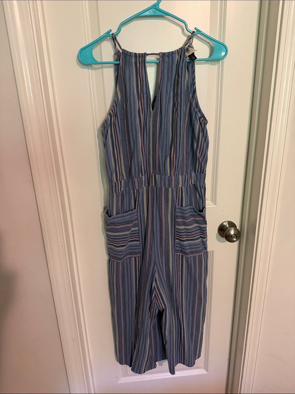 Blue Striped One-Piece Jumpsuit